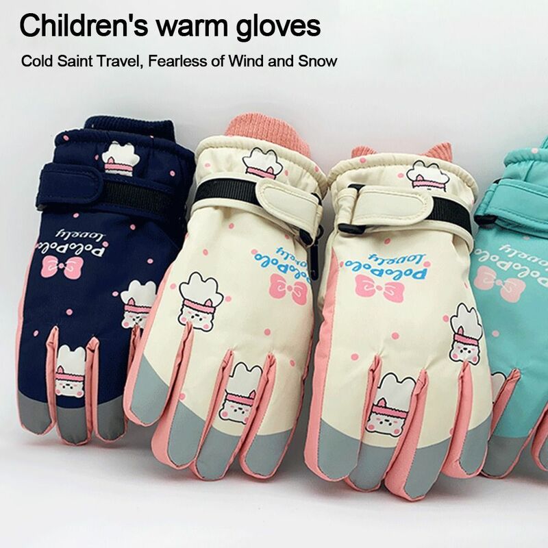 Ветрозащитные детские лыжные перчатки, водонепроницаемые плотные теплые детские лыжные перчатки, детские перчатки для девочек для снега, сноуборда, уличные спортивные варежки