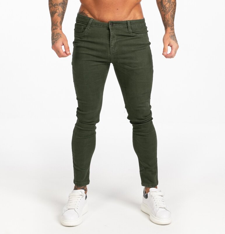 GINGTTO-jeans skinny para homens, calças jeans, estilo hip-hop, plus size, roupas masculinas, verão, slim fit, stretch, moda