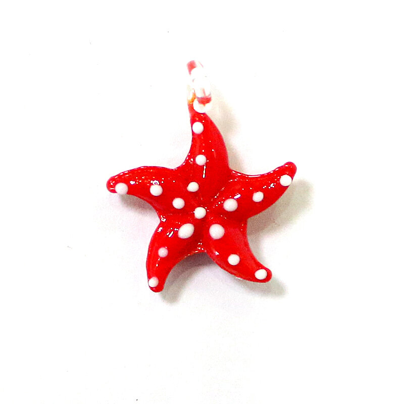 5pcs New Cute Mini Starfish Charms Glass Pendant Colorful Tiny Sea Star Ornaments Fashion DIY Women's Jewelry Making Accessories
