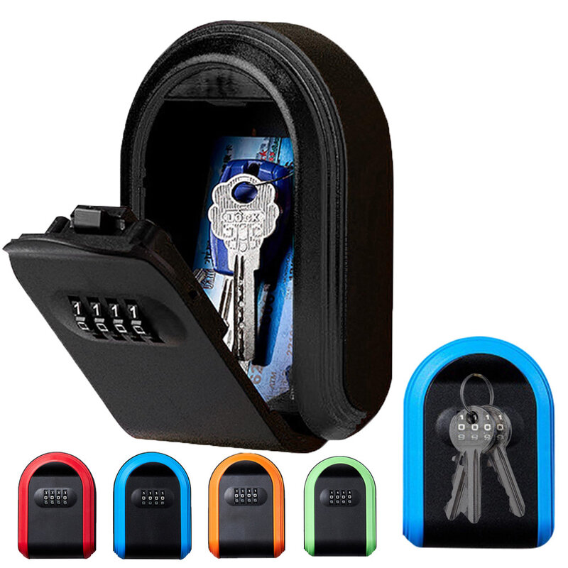 Boîte de verrouillage à clé avec petit bloc mural à 4 chiffres, boîte de verrouillage sécurisée pour clé de maison, boîte de sécurité à code réinitialisable