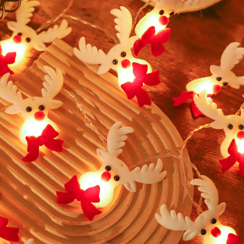 Cadena de luces navideñas para decoración de árbol de Navidad, muñeco de nieve, Papá Noel, lleno de ambiente cálido, sentido