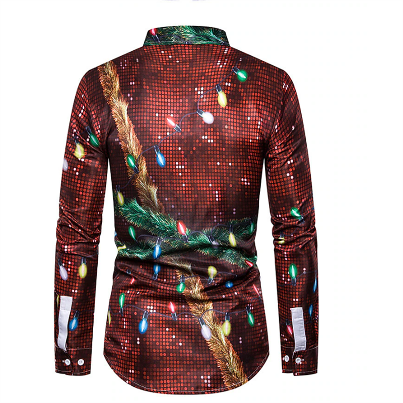 Camisa de traje de moda para hombre, camisa elástica suave y cómoda con solapa y botones, patrón realista HD, informal, para fiesta, 2024