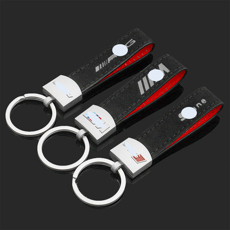 Sueded Metal Buckle Car Keychains With Brand Logo For Sline For BMW M For Benz AMG Badge Key Chain Keys Rings Fashion Gift