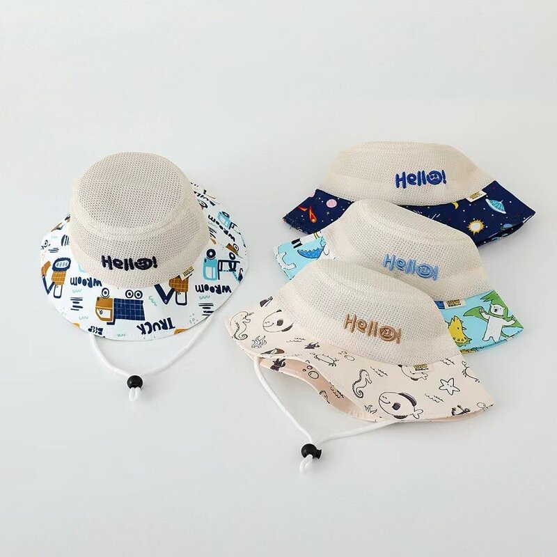 Gorros de cubo transpirables para bebé, sombrero de pescador infantil, sombrero de Panamá para niño pequeño, gorra de sol