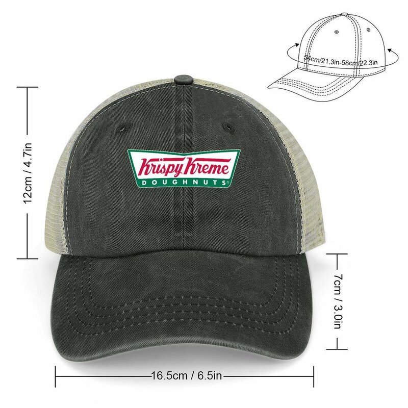 99 Krispy Kreme Logo 92hdw, mode musim panas putih, 2, topi koboi pencarian panas topi matahari Vintage untuk pria wanita