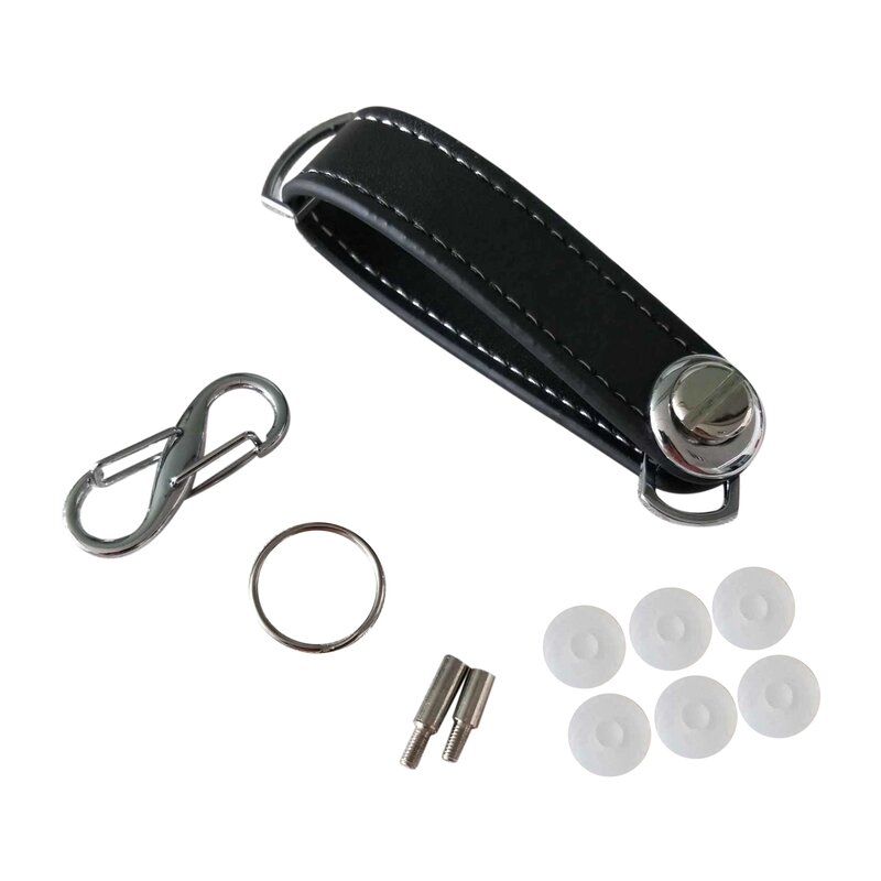 Fashion Car Key Pouch Bag Case Wallet Holder Chain Key Wallet Ring Pocket Key Organizer Smart Leather Keychain Black