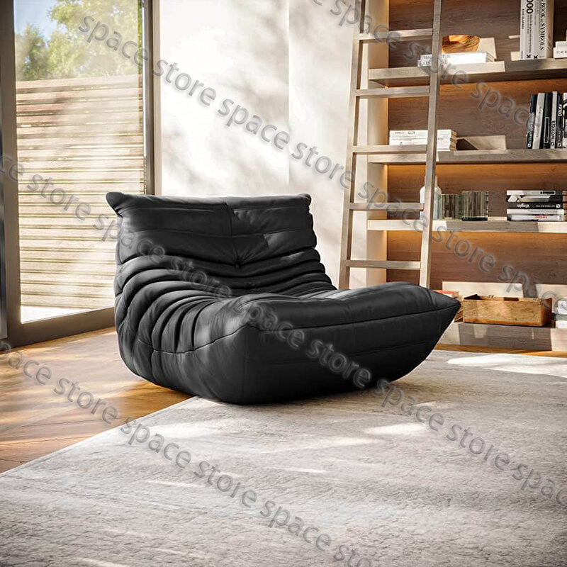 Caterpillar Sofa Living Room Single Bedroom Cloth Art Black Leather Lazy Man Sofa Bedroom Living Room Chair Sofa