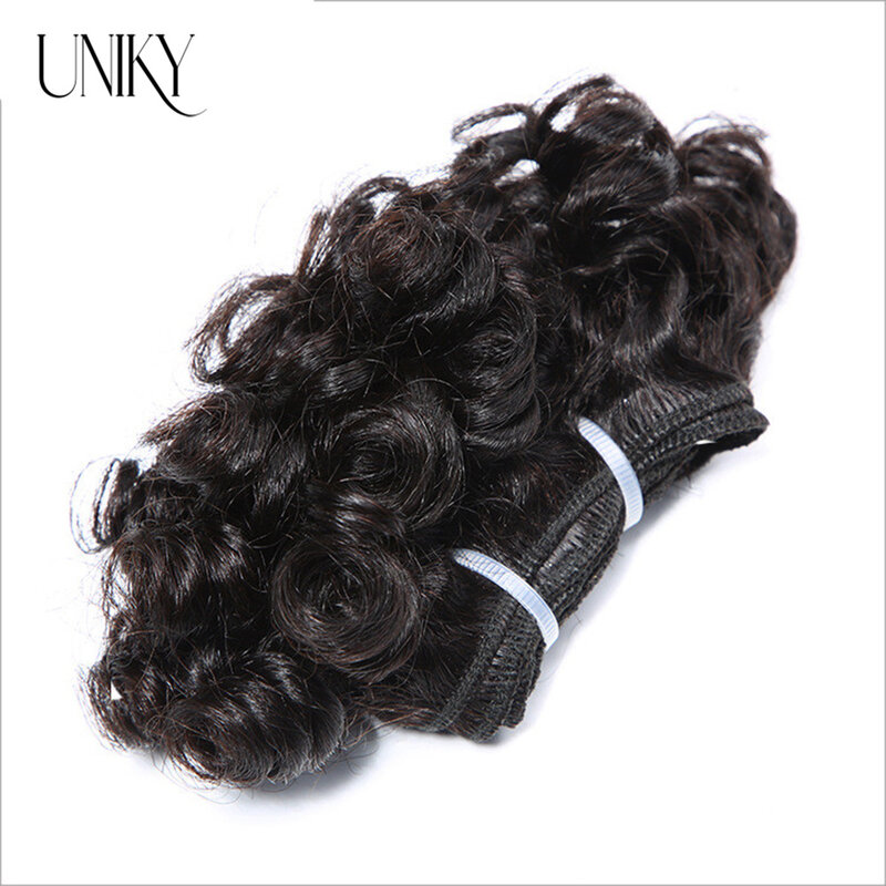 Curto Curly Pacotes de cabelo humano, 100% cabelo brasileiro, Weave Bundles, cor natural, cabelo encaracolado profundo, onda do corpo, Remy, 6pcs, muito