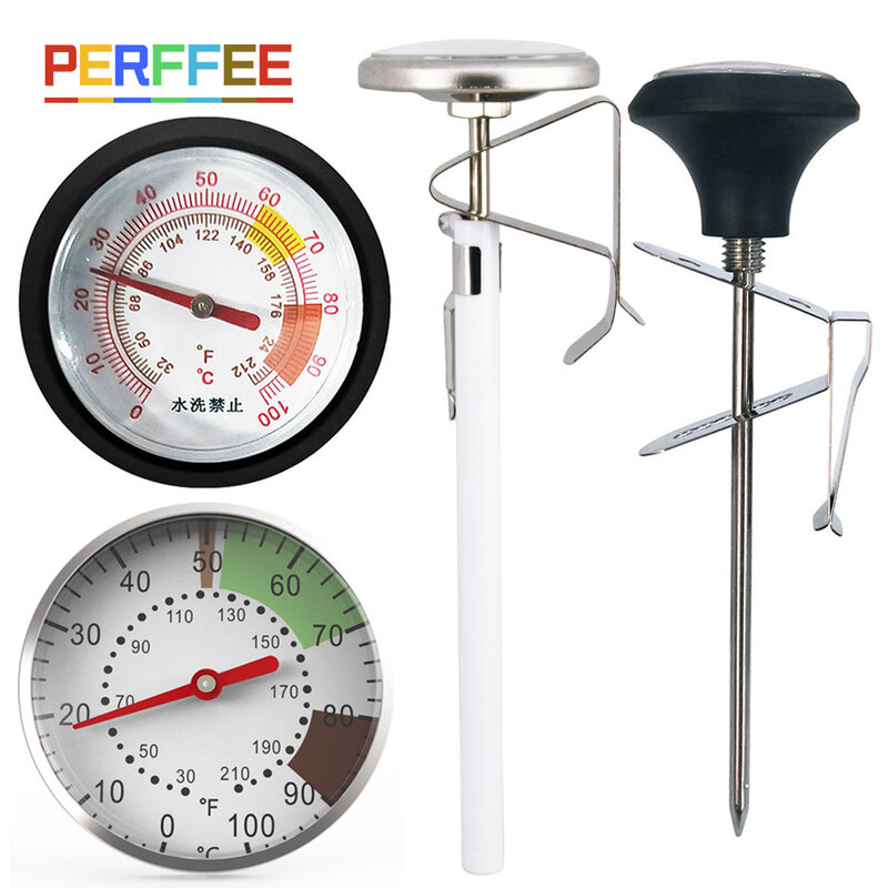 Thermomètre à sonde à cadran de 5 pouces 0-100 °C, en acier inoxydable, à lecture instantanée, pour la cuisine, cuisson du lait et du café