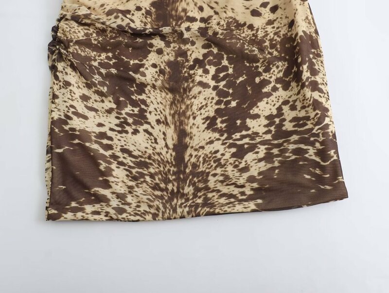 Maxdutti-Mini robe en maille imprimée léopard pour femmes, coupe couvertes élastique, mode High Street Girls, fibre sexy, été