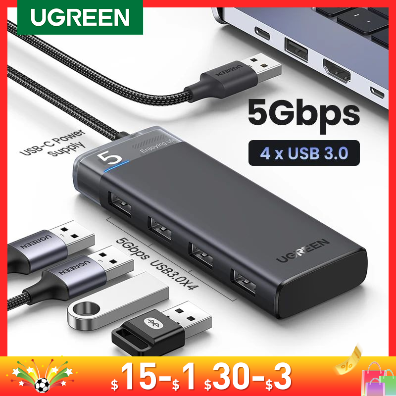 UGREEN-Hub con 4 puertos USB tipo C a USB 3,0, adaptador divisor para MacBook Pro, iPad Pro, Samsung Galaxy Note 10, S10