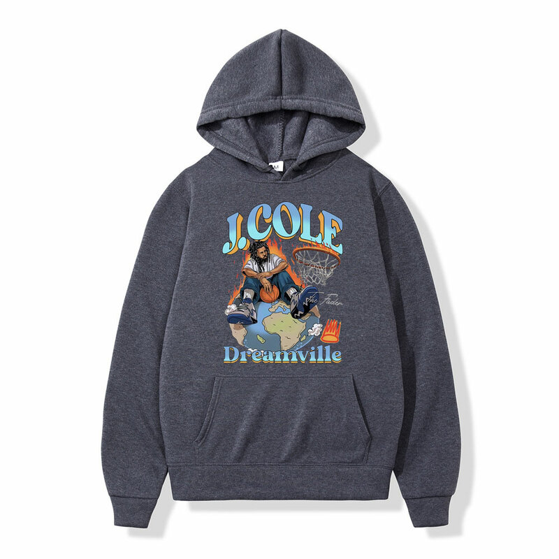 Raper J. Cole graficzna bluza z kapturem mężczyźni kobiety Hip Hop estetyka bluzy z kapturem jesienno-zimowa moda główna ulica luźne swetry