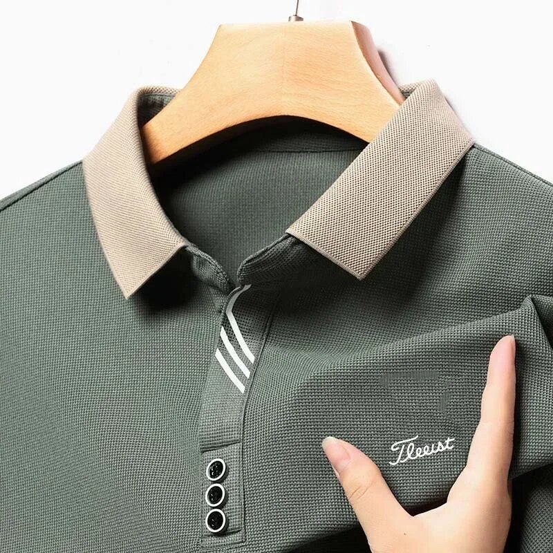 Мужская футболка для гольфа с длинным рукавом, одежда для весны и осени, Новая повседневная одежда 2024, одноцветная Минималистичная рубашка поло, 2024