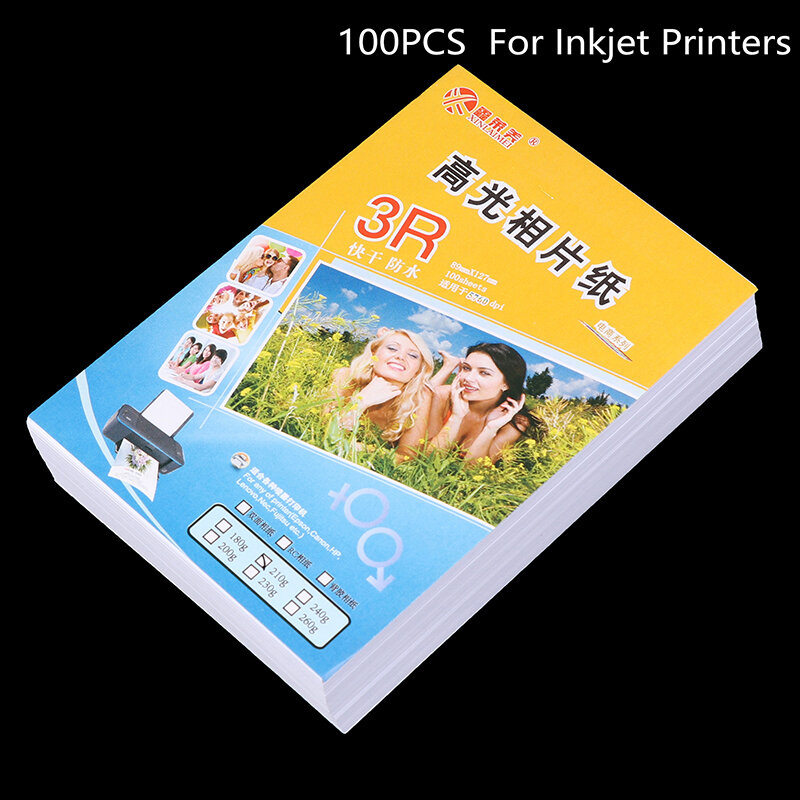 100 lembar kertas foto 3R berkilau untuk printer Inkjet Output grafis Fotografi kualitas tinggi
