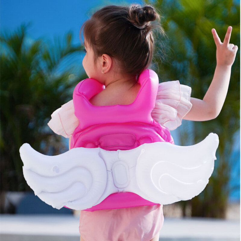 เสื้อชูชีพเป่าลมสำหรับเด็กเสื้อชูชีพเด็กเล่นกีฬาทางน้ำชุดว่ายน้ำสระว่ายน้ำอุปกรณ์เสริมปีกนางฟ้า