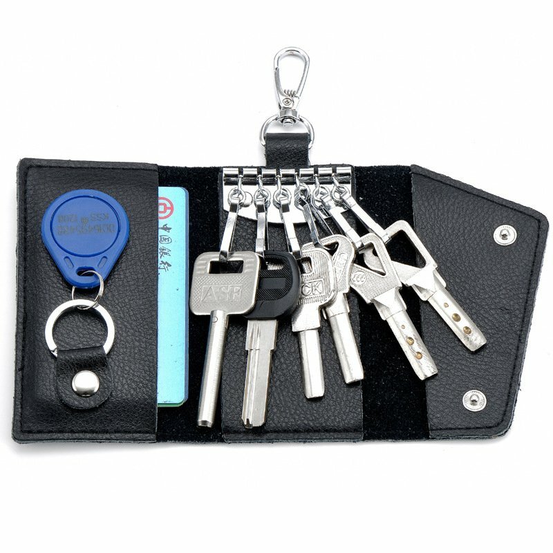 Keychain Men Women Key Holder Organizer Pouch Car Key Bag Wallet Housekeeper Key Case Mini Card Bag Black