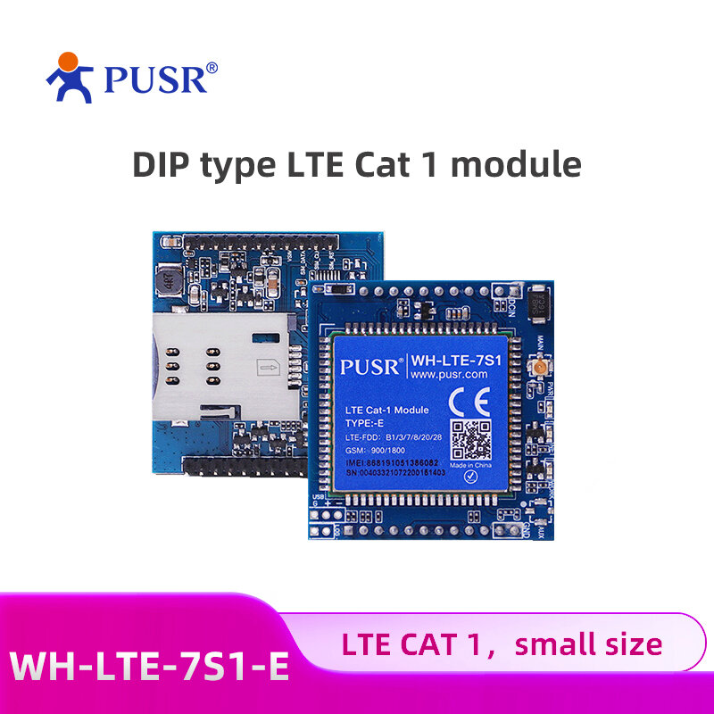 (Price for 2 Piece) PUSR LTE CAT 1 communication module Supports LTE and GSM TCP/UDP SMS HTTP and MQTT protocol WH-LTE-7S1-E