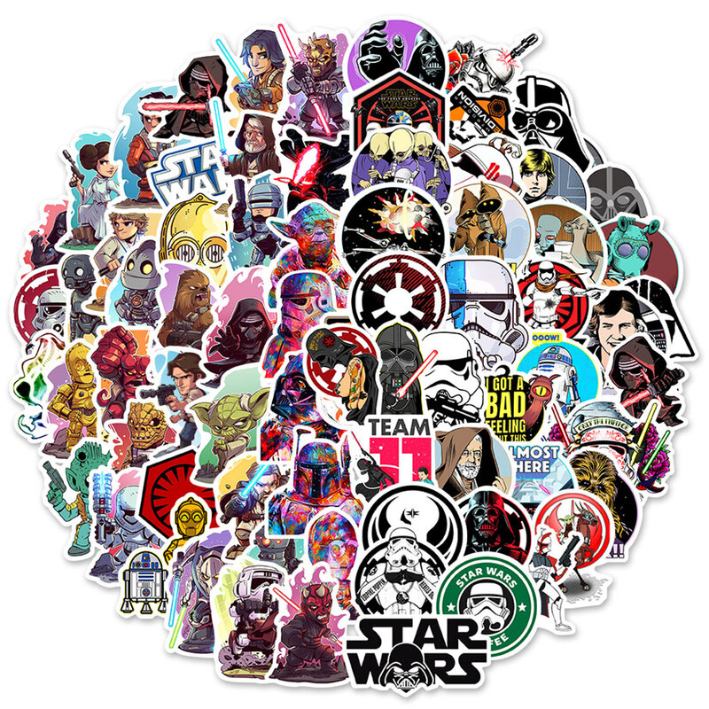 10/30/100 buah stiker Star Wars Disney untuk anak-anak stiker Decal tahan air Graffiti Skateboard Laptop mobil keren mainan stiker Anime