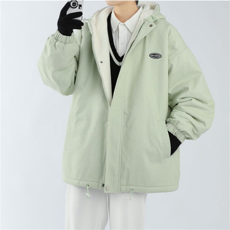 남성용 따뜻한 면 재킷 코트, 지퍼 방풍 오버코트, 캐주얼 두꺼운 아우터 코트
