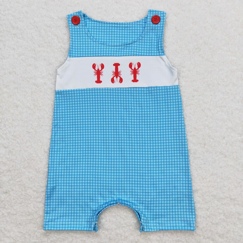 Wholesale Newborn Coverall Bodysuit Baby Boy Toddler Crawfish Romper Short Sleeves Kids Sleeveless Buttons One-piece Jumpsuit