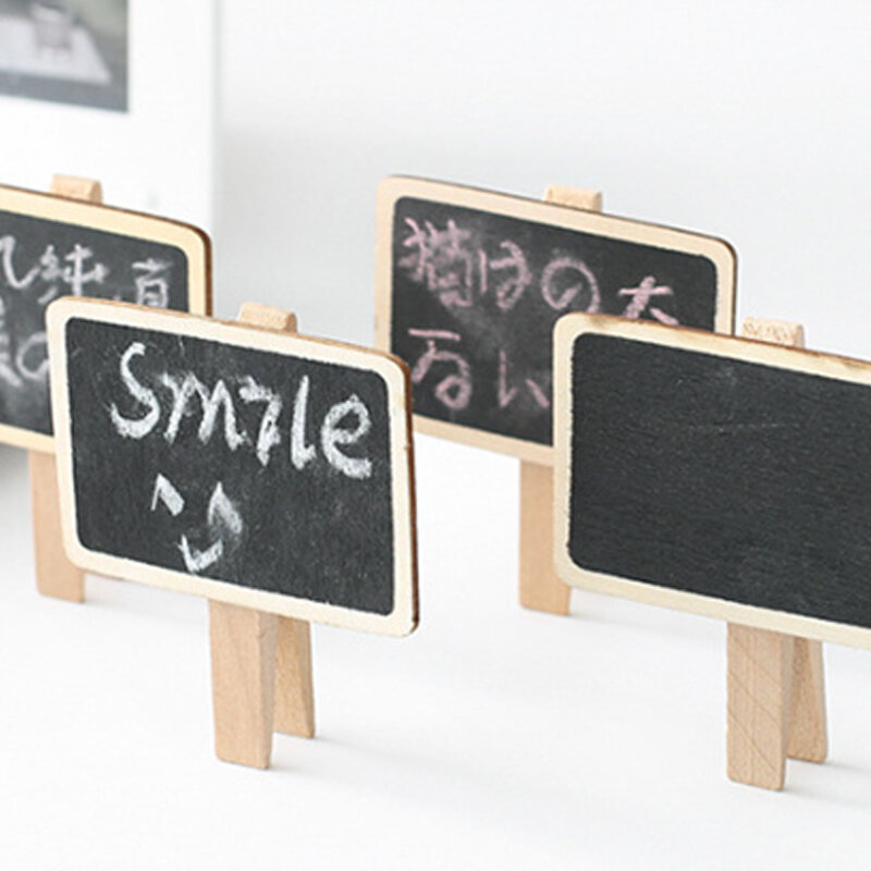 Square Blackboard Clips Wooden Message Board Mini Writing Board Noticeboard 6.8*4.8cm Household Grocery Bulletin Board
