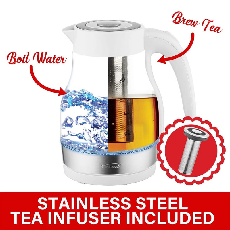 Cordless Glass Electric Kettle with Tea Infuser