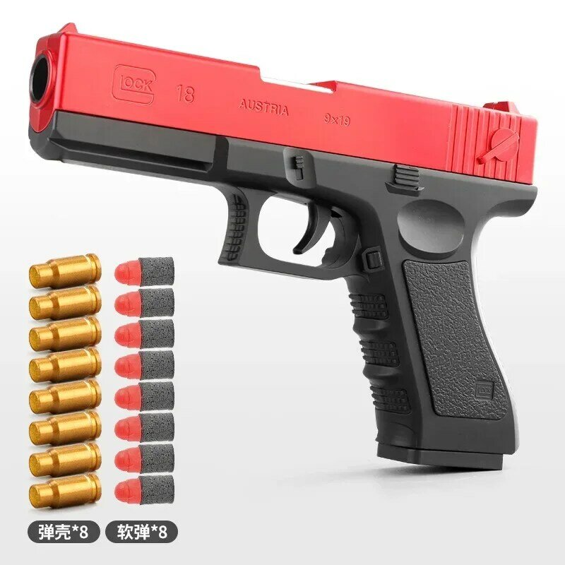 G17 mainan peluru lunak cangkang Pistol ejeksi busa Dart Pistol gurun elang Airsoft Gun dengan peredam untuk anak dewasa