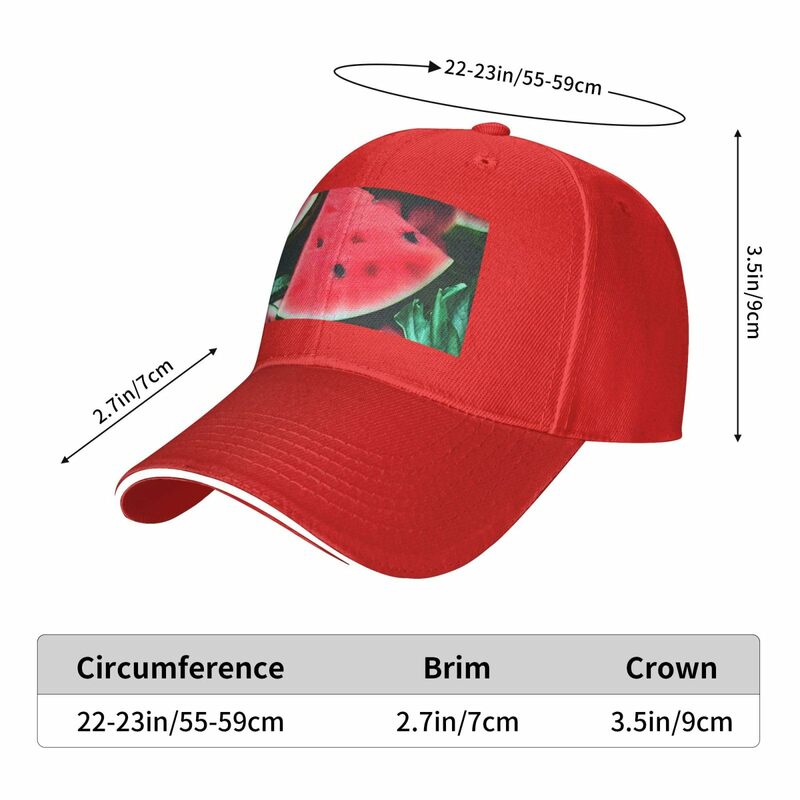 Red Watermelon Print Sandwich Baseball Cap, Classic Trucker Hats , Adjustable Fashion Outdoor Cap for Man Woman