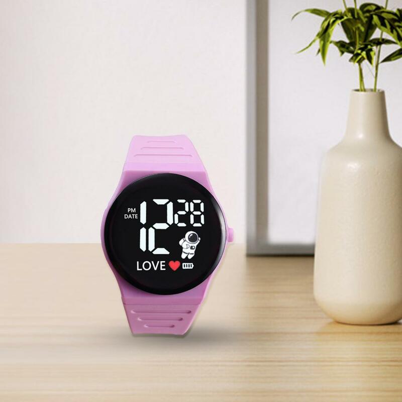 Silicone Wristband Watch Display Watch Adjustable Led Electronic Watch Spaceman Pattern Soft Silicone Strap for Men Women Girls