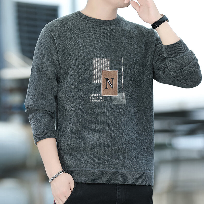 Sweater hangat pria, gaya Korea kualitas tinggi musim gugur/musim dingin 2024