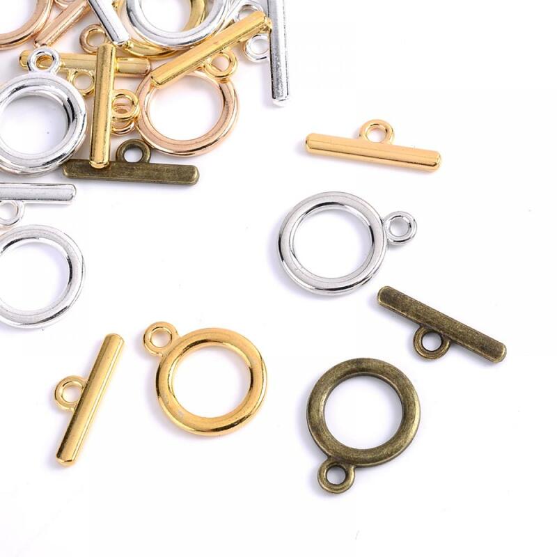 Conector de cierre clásico de acero inoxidable OT de 15mm y 10 piezas, cierre de palanca para fabricación de joyas, accesorios de pulsera y collar