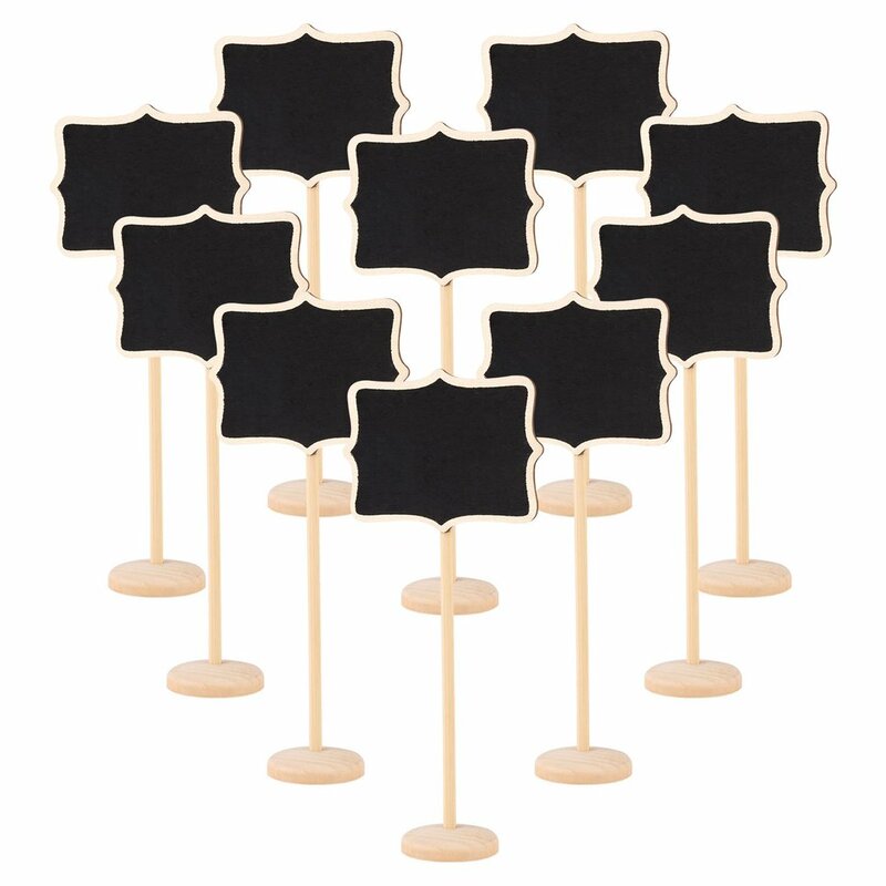 10 pçs mini quadro negro de madeira quadro engraçado mensagem número da tabela wedding escrever informações placas pretas decoração festa