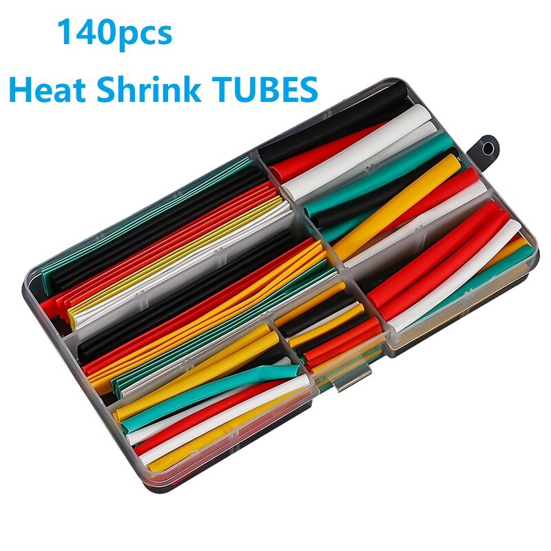 140Pcs 2:1 Heat Shrink Tube sleeve Tubing Insulation Car Electrical Cable Wire For Wrap Sleeve Polyolefin Electric Unit Part