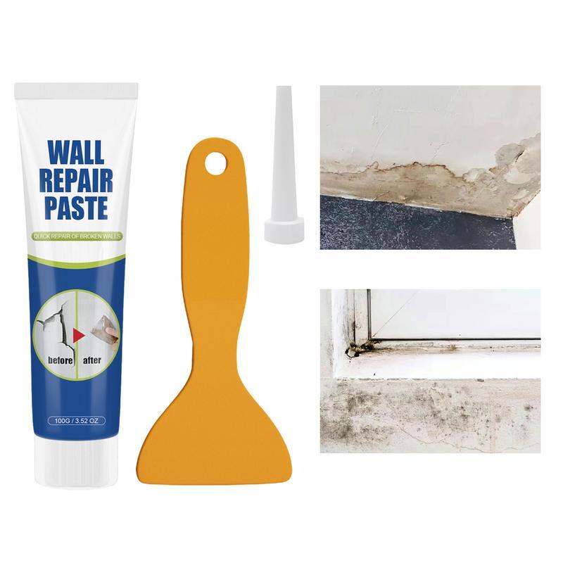 100g Wall Mending Agent Crack Repair Cream With Scraper Peeling Graffiti White Paste Quick-drying Restore Construction Tool