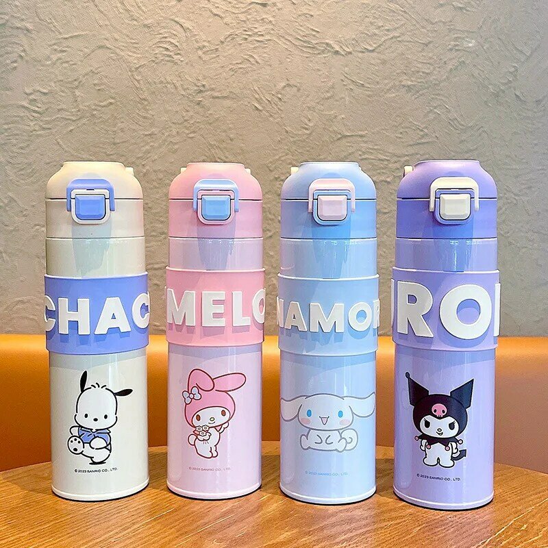 Sanrio-termo de acero inoxidable 316, taza de agua portátil, botella de agua de viaje, tazas Kawaii, regalo para niños, Kuromi My Melody