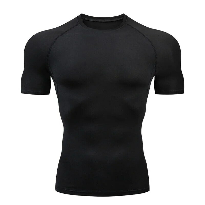 New Short Sleeve Men's Sports T-Shirt Summer Breathable Quick Dry Sports Top Bodybuilding Track suit Compression Shirt Fitness