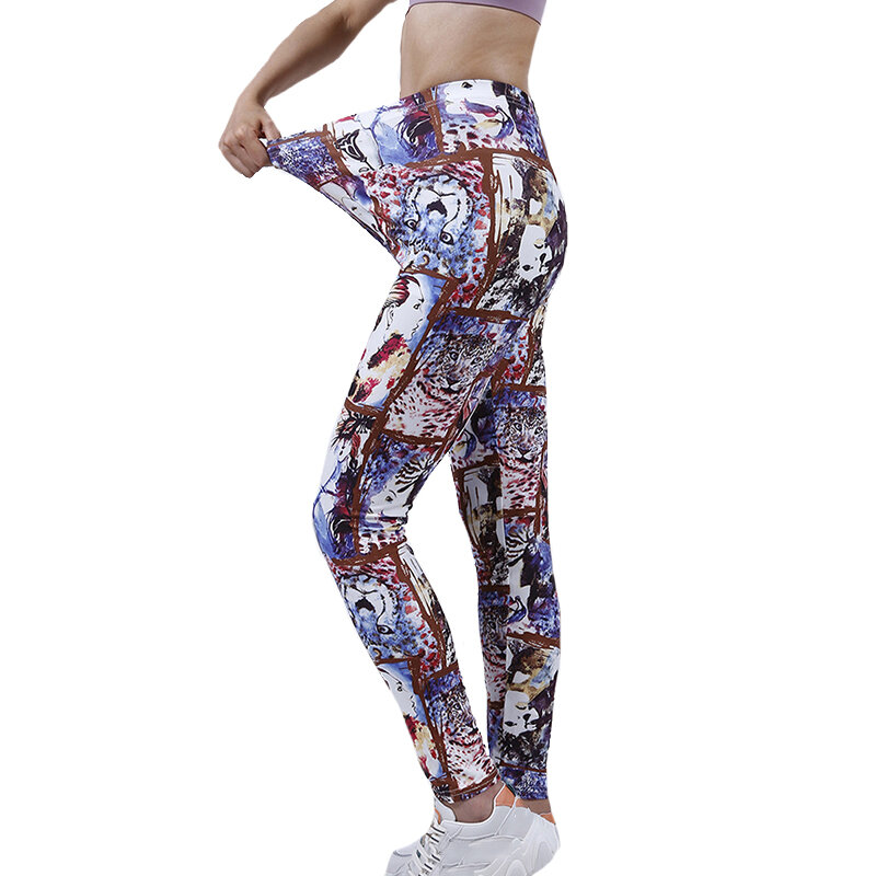 YRRETY – Legging de Sport pour femmes, pantalon de Yoga, taille haute, Push Up, imprimé floral, vêtements de course, bas élastique