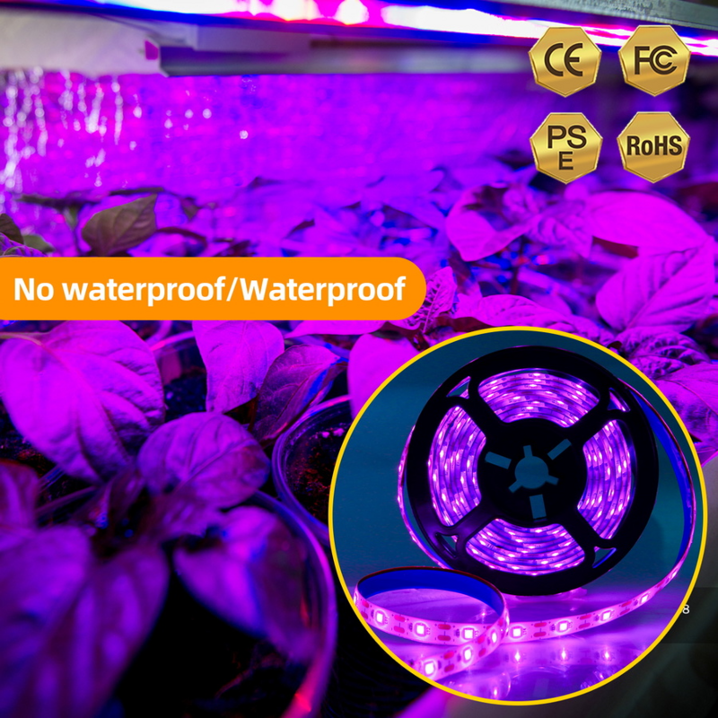 植物ランプ,屋内植物用のUSBで調整可能な強度のLEDストリップライト,苗の花,フルスペクトル,0.5m 1m 2m 3m