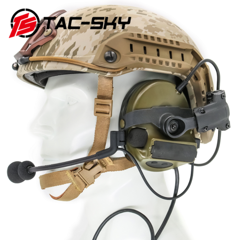 หมวกกันน็อค TAC-SKY comtac II รถไฟป้องกันการได้ยินทหารแอร์ซอฟต์ Headset taktis และ U94PTT สำหรับวิทยุสื่อสาร Baofeng