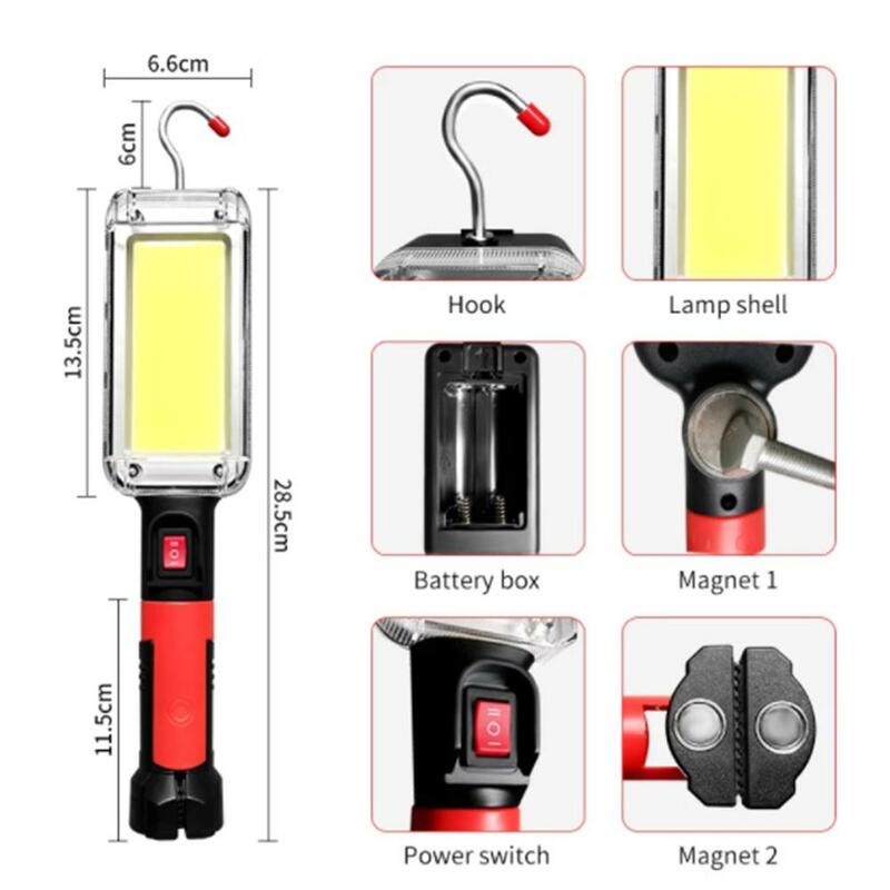 1 Pcs Powerful Portable Led Work Light 700lm Waterproof Usb Rechargeable Cob Flashlight Camping Lantern With Hook