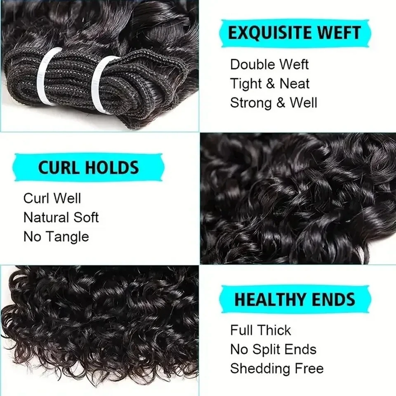 12A Raw Indian Water Wave Hair Bundles Virgin Human Hair 1/3/5 /PCS Natural Black Hair Extensions Wholesale For Black Women