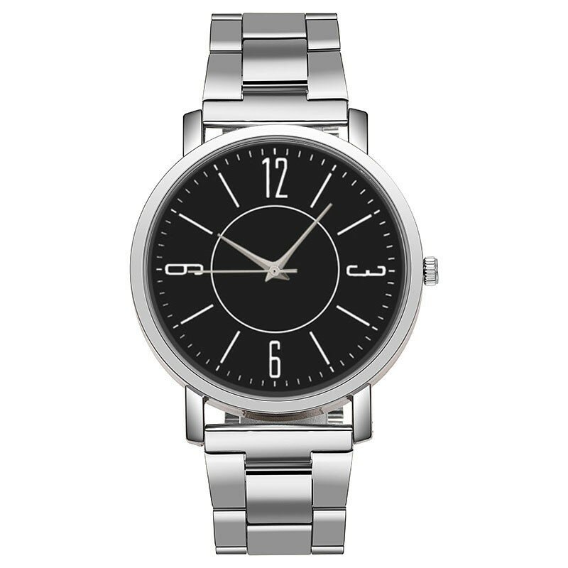 Moda semplice coppia orologi orologio da polso al quarzo da donna da uomo quadrante rotondo orologio digitale con cinturino in acciaio per regalo Reloj Para Mujer