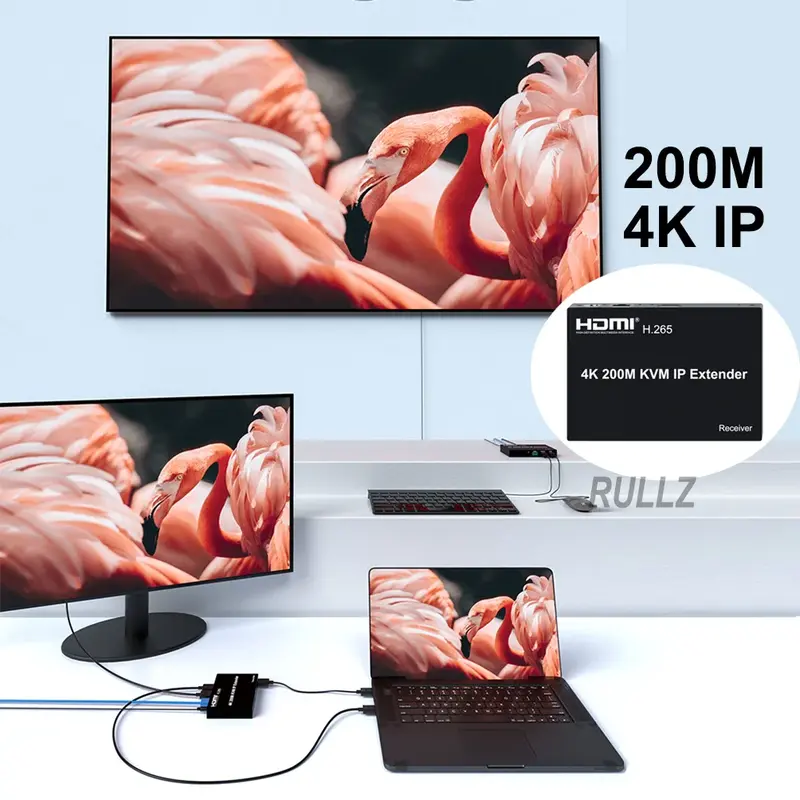 HDMI 이더넷 익스텐더, IP RJ45 Cat5e/6 케이블, 많은 송신기와 리시버 KVM 네트워크 스위치 분배기, 4K, 200m