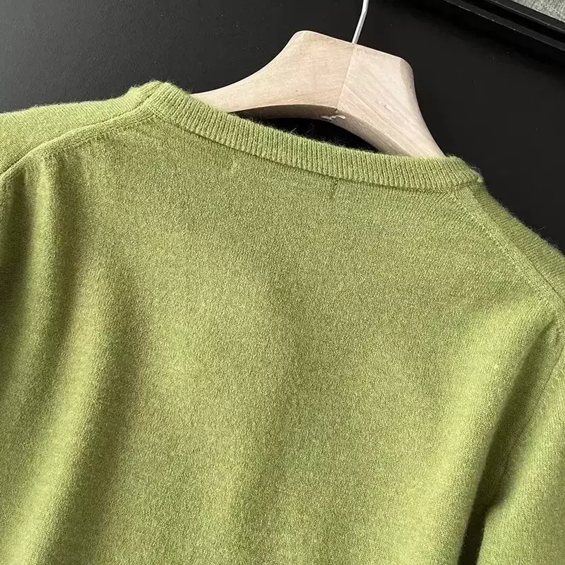 Damska 2023 nowa moda wielokolorowa miękka i zrelaksowana długi sweter z dzianiny Retro dekolt z długim rękawem pulower elegancki Top.