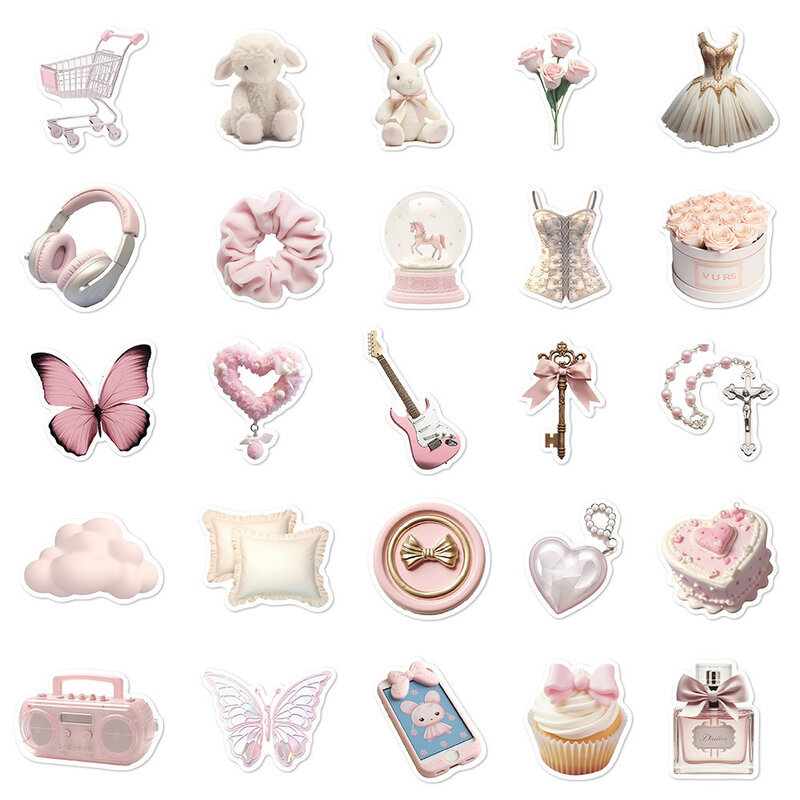 10/30/50pcs Cute Pink Ballet Girls Stickers Ins Style decalcomanie decorazione fai da te per Laptop Notebook valigia Laptop Phone Toys Gift