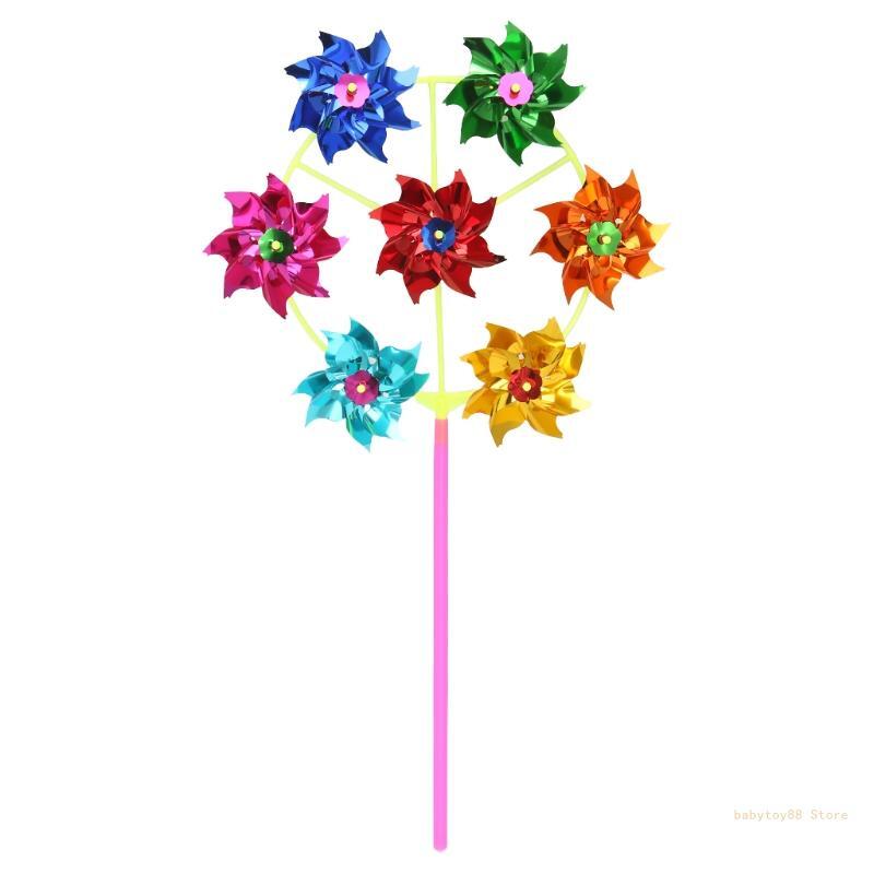 Y4UD kolorowe DIY cekiny wiatrak wiatraczek dekoracja ogrodu do domu zabawki dla dzieci