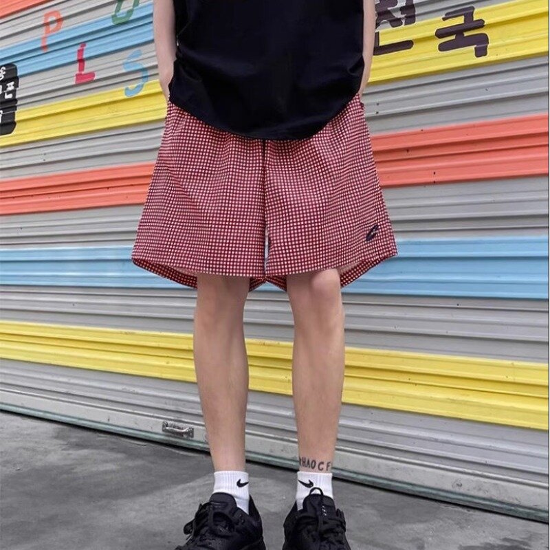 Мужская летняя Клетчатая кофта в стиле ретро с эластичным карманом на шнурке