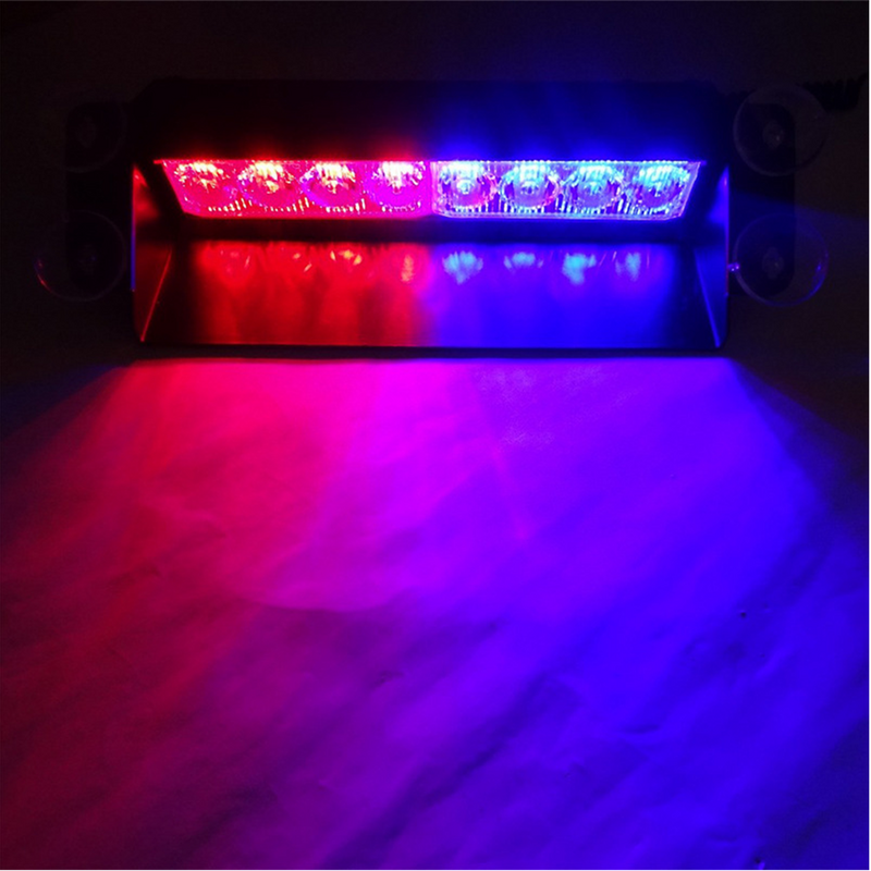 Lumières stroboscopiques de police à LED pour voiture, lampes de signalisation d'urgence, lumière iodée, clignotant automatique pour camion, flash de pare-brise, 8 LED, 12V