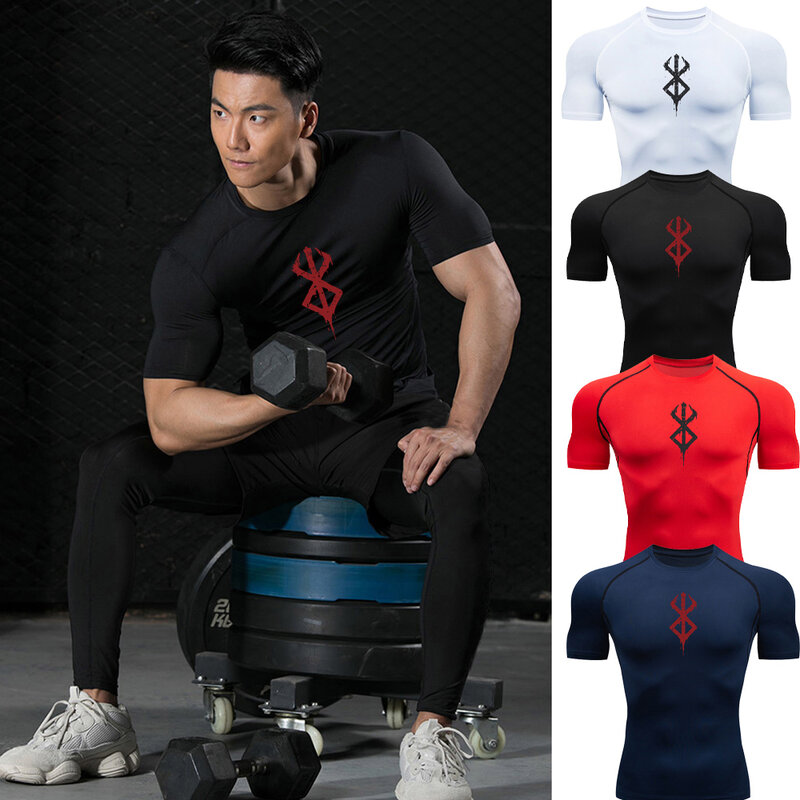 Мужская компрессионная рубашка, быстросохнущие дышащие спортивные трико для тренировок и фитнеса