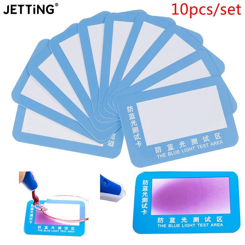 10pc PVC Anti-Blau Licht Test Karte Test Licht Gläser UV Test Zubehör Karte Blau Licht Erkennung Karte generator Karte Und Temp